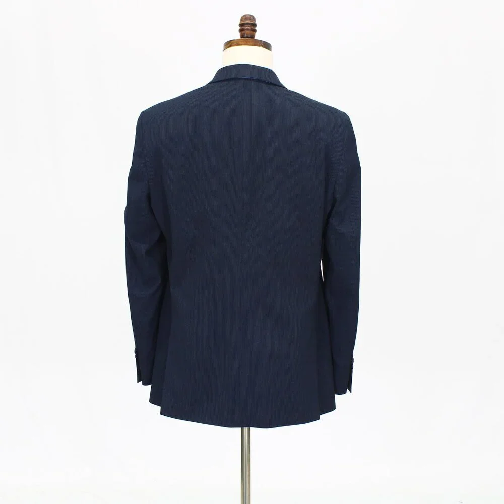 Van Heusen 42L Navy Striped 2-Button Sport Coat Blazer Jacket T712